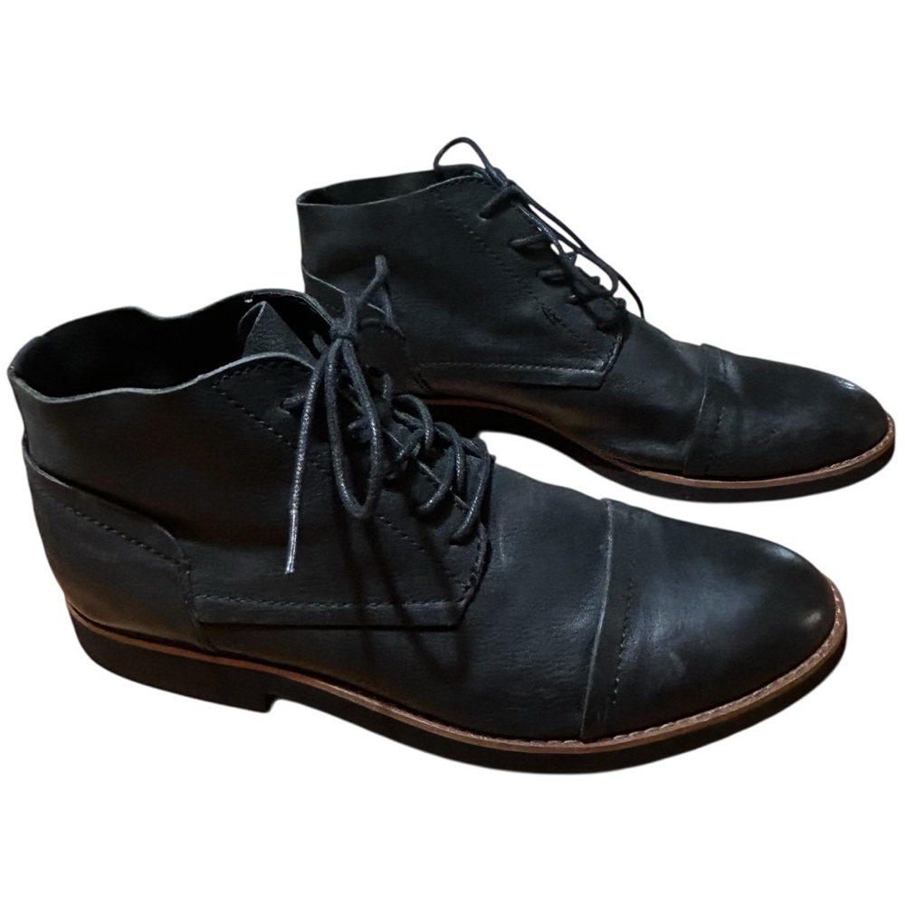 Buks by Walk-over Men’s Oiled Leather Chukka Ankle Boots Black Lace Ups Sz 10.5